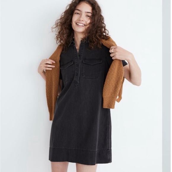 Madewell Dresses & Skirts - Madewell Denim Short-Sleeve Popover Shirtdress in Charcoal Beach Casual Small S
